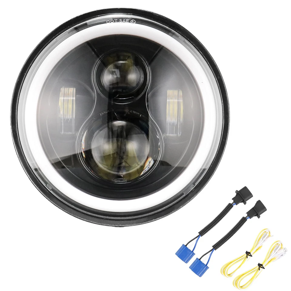 7'' LED Headlights Round H6024 Headlight With Hi/Lo Beam for Jeep Wrangler JK TJ - Image 2 of 4