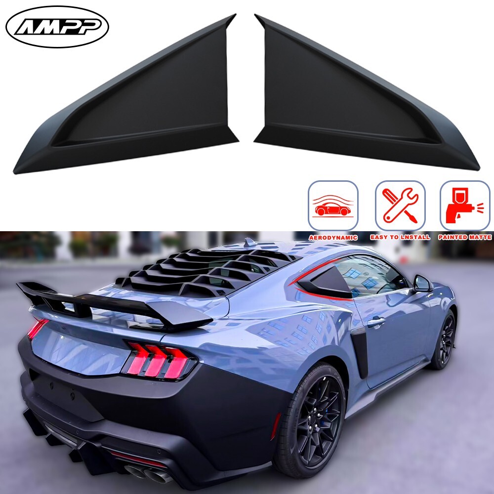 24-25 Ford Mustang DH Matte Black Rear Side Window Louver Vent Cover