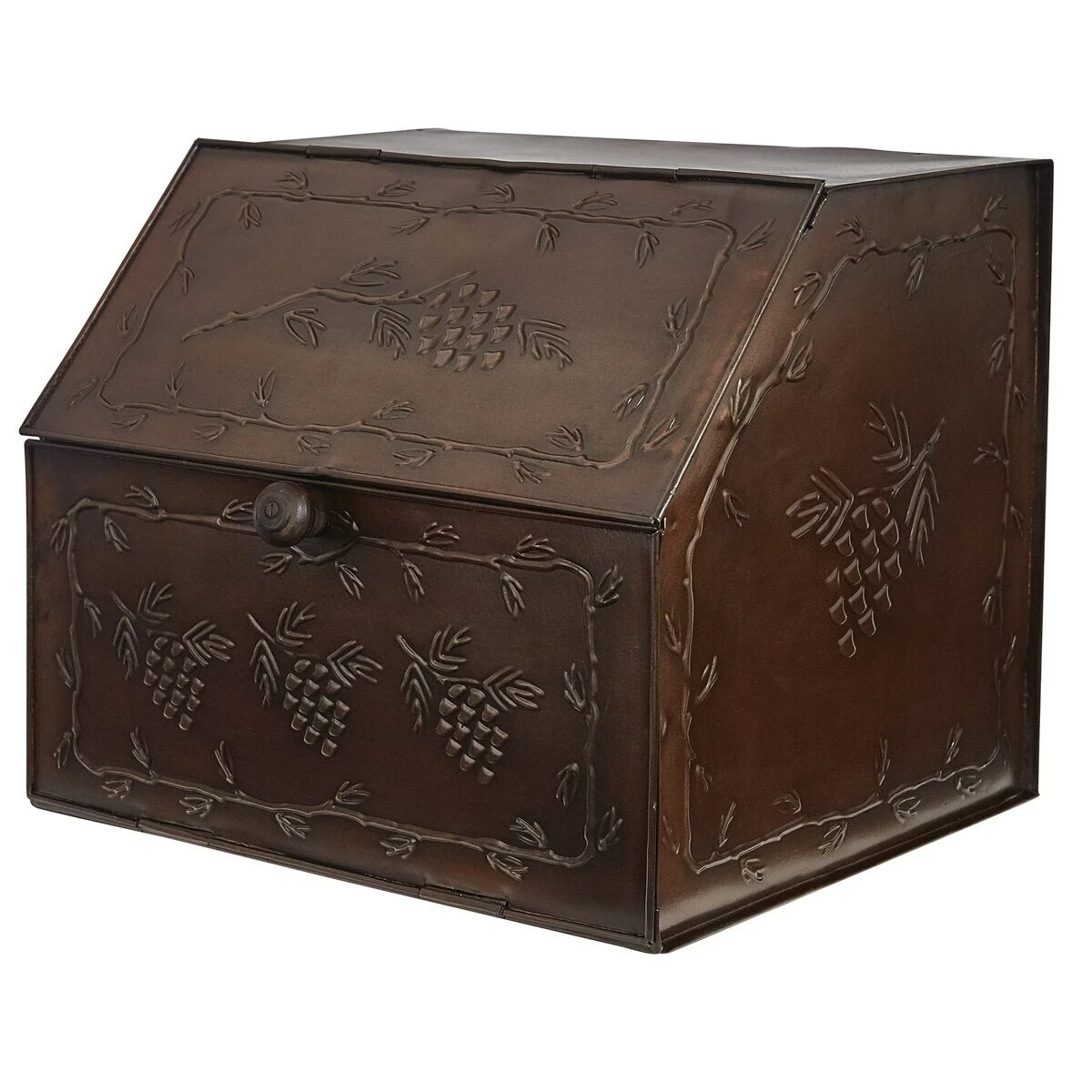 Valley Pine Metal Bread Box Vintage Brown 11x13x11 Embossed Pine Cones Park
Opens in a new window or