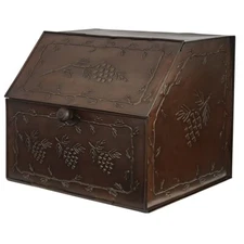 Valley Pine Metal Bread Box Vintage Brown 11x13x11 Embossed Pine Cones Park