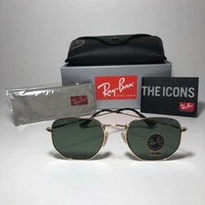 Ray-Ban Hexagonal Gold Frame/ Green G15 51mm RB3548