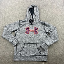 Under Armour Hoodie Womens Small Gray Pink Long Sleeve Coldgear Sweater