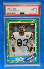 1986 TOPPS # 298 Steve Jordan RC PSA 8 NM-MT # 96797349 MINNESOTA VIKINGS !!!