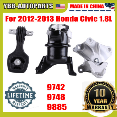 3 PCS Engine Motor & Trans Mount Set For 2012-2013 Honda Civic 1.8L For Auto.