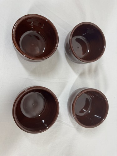 Vtg 1950's West Bend Brown Pottery Bean Pot w/4 Brown Ovenware Ramekins - Picture 21 of 24