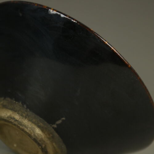 5,51 Zoll chinesischer Song Jizhou Ofen Wujin schwarze Glasur Porzellan goldblau Schüssel - Bild 3 von 5