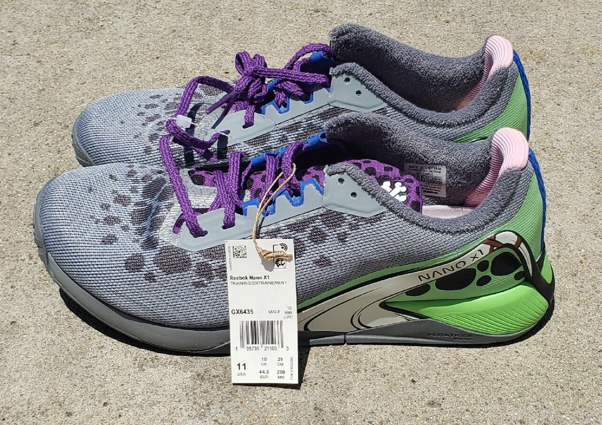 NEW THE FLINTSTONES REEBOK NANO X1 GREY REGAL PURPLE NEON NEW THE FLINTSTONES REEBOK NANO X1 GREY REGAL PURPLE NEON