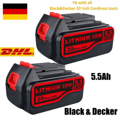 2pks 18V 5,5Ah battery For Black and Decker LB2X4020 Li-ion battery LBXR20
