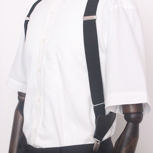 Pantalone Uomo Resistente Bretelle Larghe con 4 Clip Forti X Stile Bretelle Cinture - Foto 29 di 52