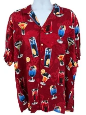 Vtg Paradise Found Cocktail Hawaiian Print Magnum PI Aloha Friday Shirt Mens 2XL