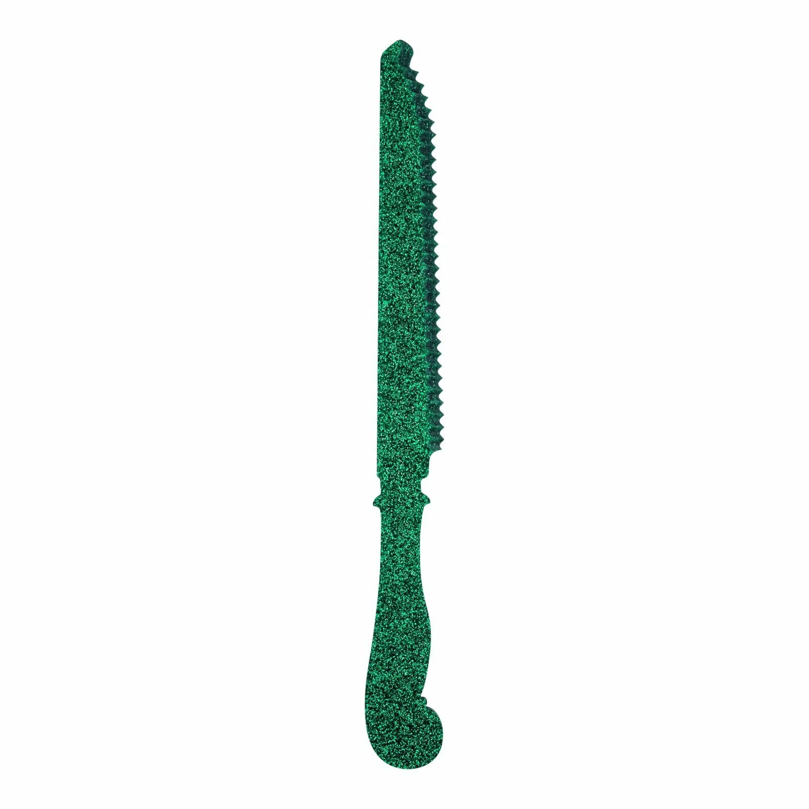 SABRE PARIS, HONORINE GLITTER GREEN HOLIDAY ACRYLIC 11" SERRATED BREAD KNIFE NEW
