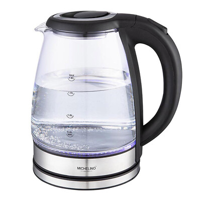 Wasserkocher mit Glasgehäuse LED Licht 1,8L modernes Küchengerät Michelino 74356