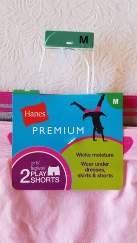 Hanes Play Shorts Wear Under Girl's 2 Pair Polyester Tagless M Pink Gray NWT - Picture 2 of 5