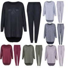 Women 2 piece Tracksuit High Low Casual Loungewear Plus Size Top Bottoms Set