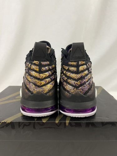 Nike LeBron XVII 17 GS Lakers EP Black Eggplant Amarillo BQ5594-004 Size 6Y - Picture 4 of 8
