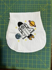 New Embroidered Burp cloth Space and space ship