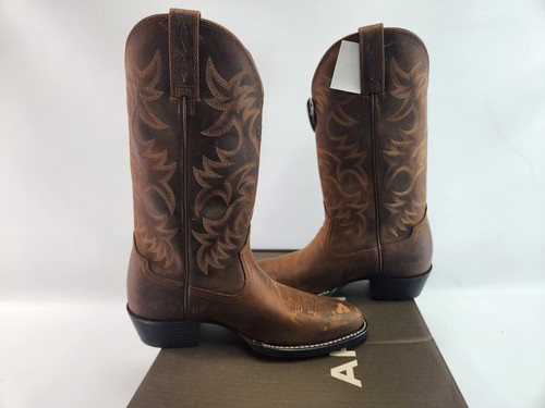 Mens ARIAT Heritage R Toe Western Boots Brown Size 7.5 Distressed BMVY9 - Picture 11 of 13