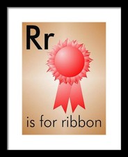 R is for Ribbon - Art Print Home Decor Wall Art - Flashcard frame not included 