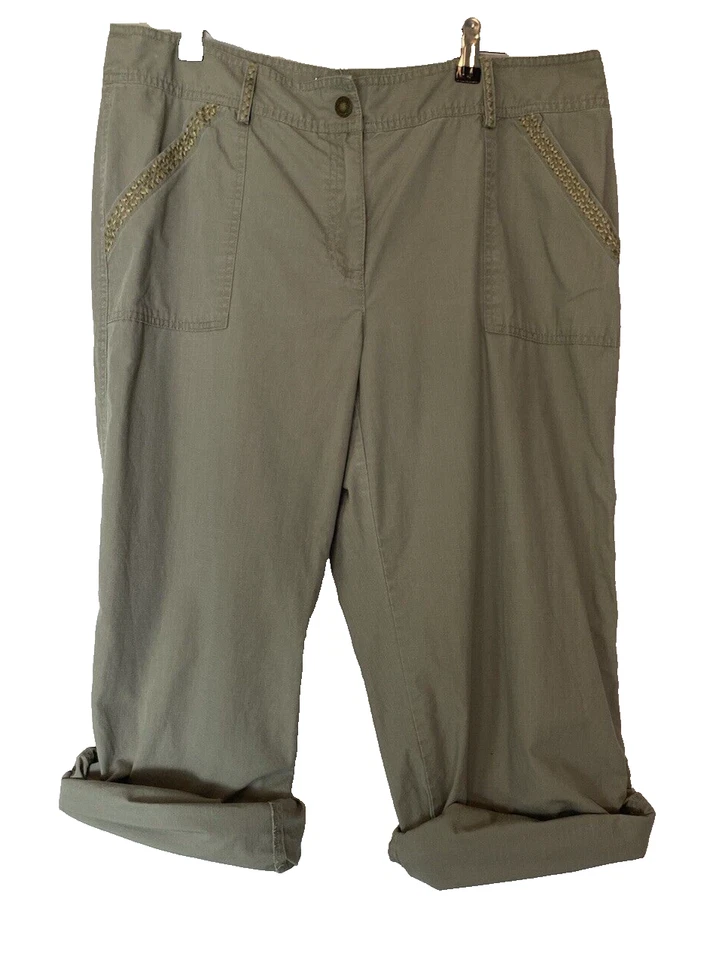 Pantalones ajustables Hearts of Palm caqui para mujer talla 14 pierna recta senderismo al aire libre Foto 3 de 4
