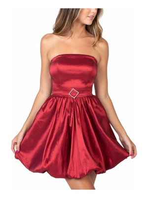 B DARLIN Womens Fit + Flare Short Dress Red Strapless Prom Juniors 12 | eBay