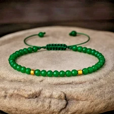 Green Emerald Stone Bracelet 3mm Beaded Gemstone Women Men Bracelet Handmade