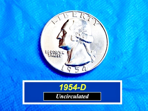 1954-D "Uncirculated" Quarter ➪ Gold Toned Front & Back  ➪ Lustrous Coin ➪ 254Da