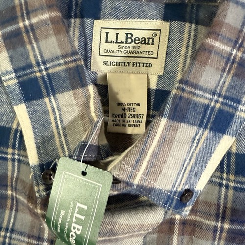 L.L. Bean Men’s Scotch Plaid Flannel Shirt Slightly Fitted Size Medium Regular - Picture 2 of 7