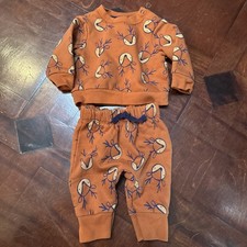 Baby sweat suit Outfit 0-3 months Cat  Jack - Burnt Orange w/ Reindeer