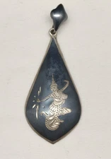 Vintage Dancing STERLING SILVER THAI SIAM GODDESSES Pendant