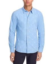 PS Paul Smith Men Printed Long Sleeve Shirt Blue Size XL 0708