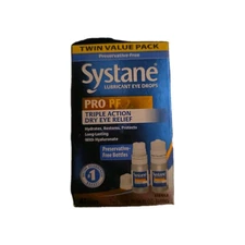 Systane Pro PF Triple Action Dry Eye Relief Twin Pack 2-10ml Bottles Exp 11/26