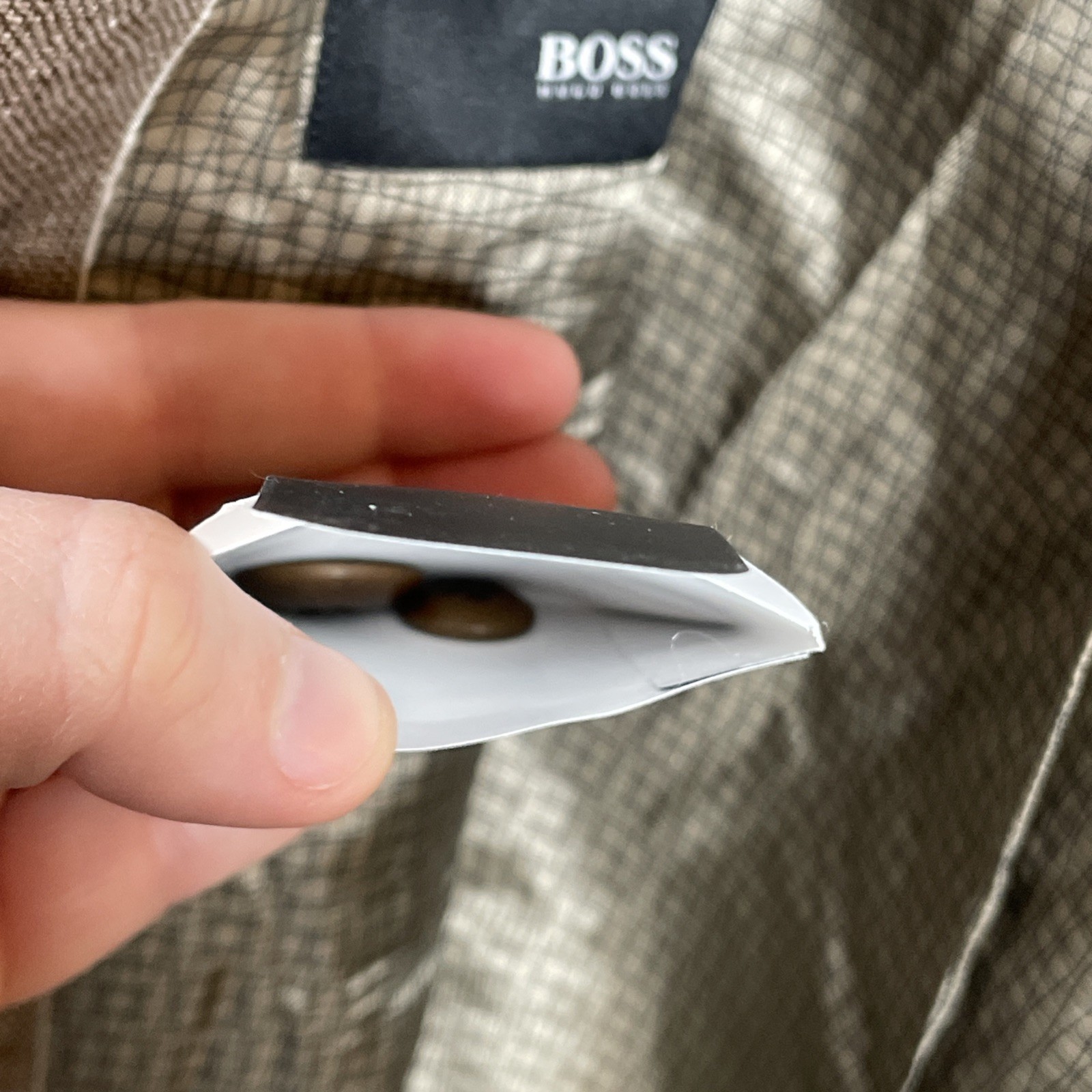 Hugo Boss "THE KEYS12” Mens 56 Tan Check Jacket Sport Coat Blazer Wool/Linen thumbnail 7