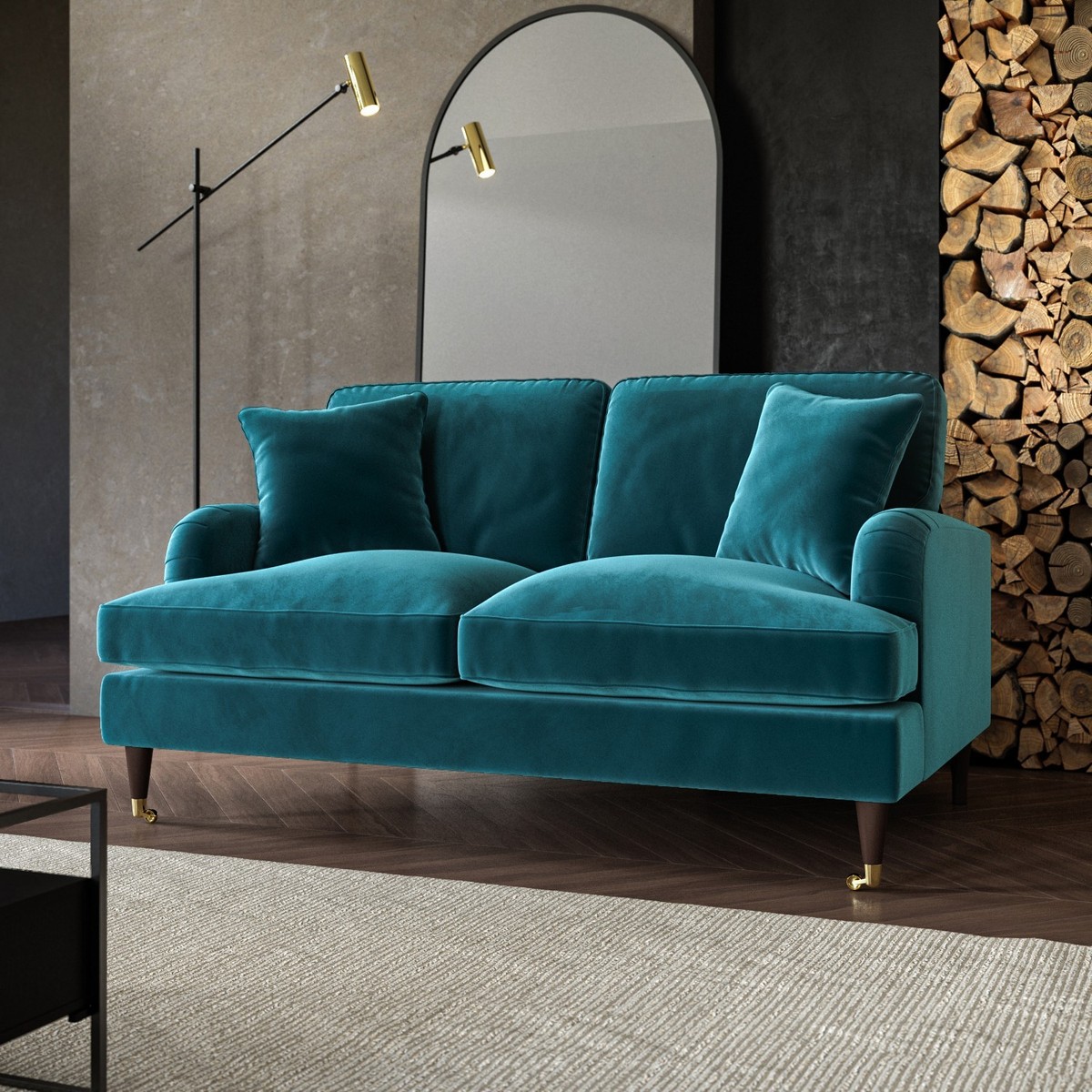 Payton SOF060 Seater Velvet Sofa Bed Teal Blue for sale online