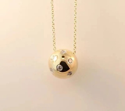 0.50Ct Round Cut Lab Created Diamond Bead Ball Pendant 14K Yellow Gold Plated