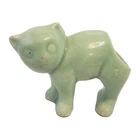 Vintage McCOY Cat Planter Green Glazed Ceramic Nelson Arched Back 4" Succulent