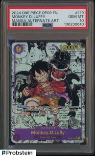 2024 One Piece OP09 En Manga Alternate Art #119 Monkey D. Luffy PSA 10 GEM MINT