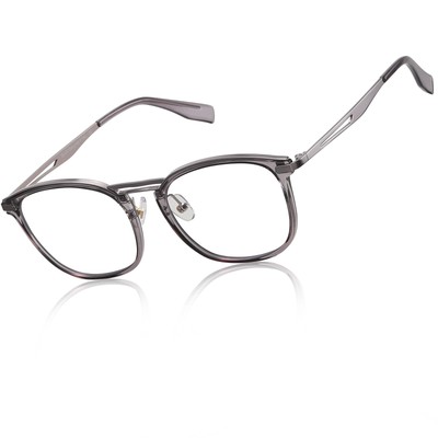 DUCO Blue Light Blocking Glasses for Men, Oversized Retro Square, Grey 5223