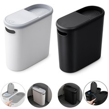 Plastic Waste Bin With Lid Slim Narrow Bathroom Toilet Trash Can Kitchen Dustbin