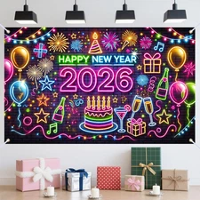 Graffiti - Style Happy New Year 2026 Banner - Festive Party Decorations Backdrop