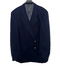 Vintage BURBERRY Burberry's Size 46 Navy Blue Blazer Super 100s Wool Made in USA