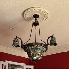Stained Glass Multicolor Chandelier, 3 Lights...