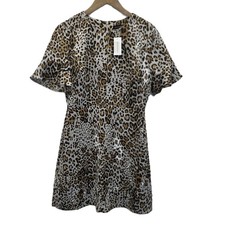Banana Republic Leopard Flutter Sleeve Dress w/Pockets Womens Size 4 Sheath NWT