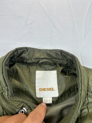 Diesel Puffer Jacket Large Men's Army Green Military Style Full