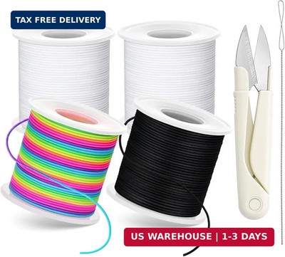 Stretchy Bracelet String Kit with Scissors & Beading Needle, 4 Rolls Elastic Str