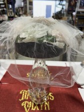 Vintage Ladies Floral Pink/white Veiled Hat wedding/church Veil Circa 1950s