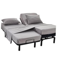 Striped Split California King Sheets Sets for Split Cal King 2x 32x84 Grey