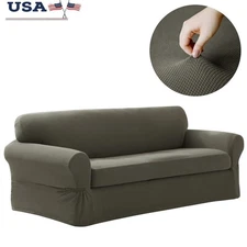 2-Piece Stretch Sofa Slipcover Easy Install Durable Elastic Fit Machine Washable