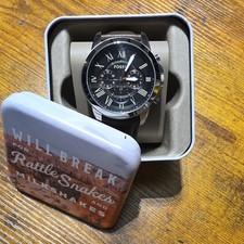 Fossil FS4831IE Men's Chronograph Quartz Black Roman Dial Brown Leather Strap