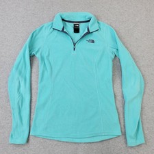 North Face Fleece Sweatshirt Womens XS Turquoise Long Sleeve Pullover 1/4 Zip