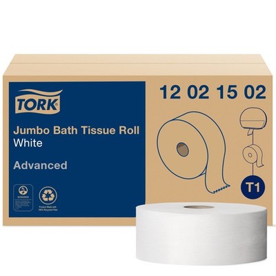 Tork Jumbo Toilet Paper Roll White T1, Advanced, 6 roll (Pack of 1),